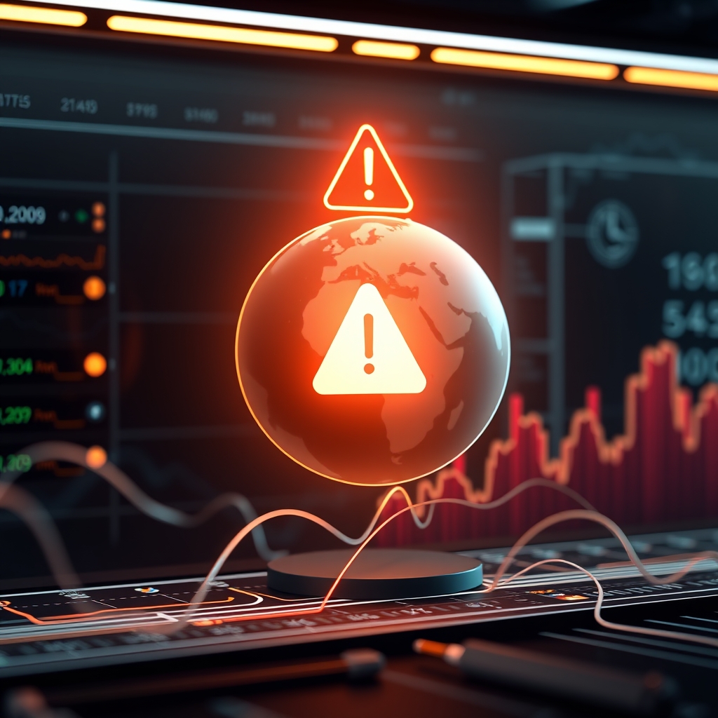 Digital dashboard with warning icon indicating minor service outage