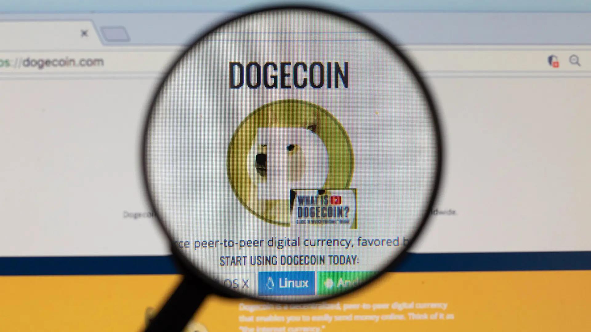 Dogecoin and futures-market data from the original CoinDesk report