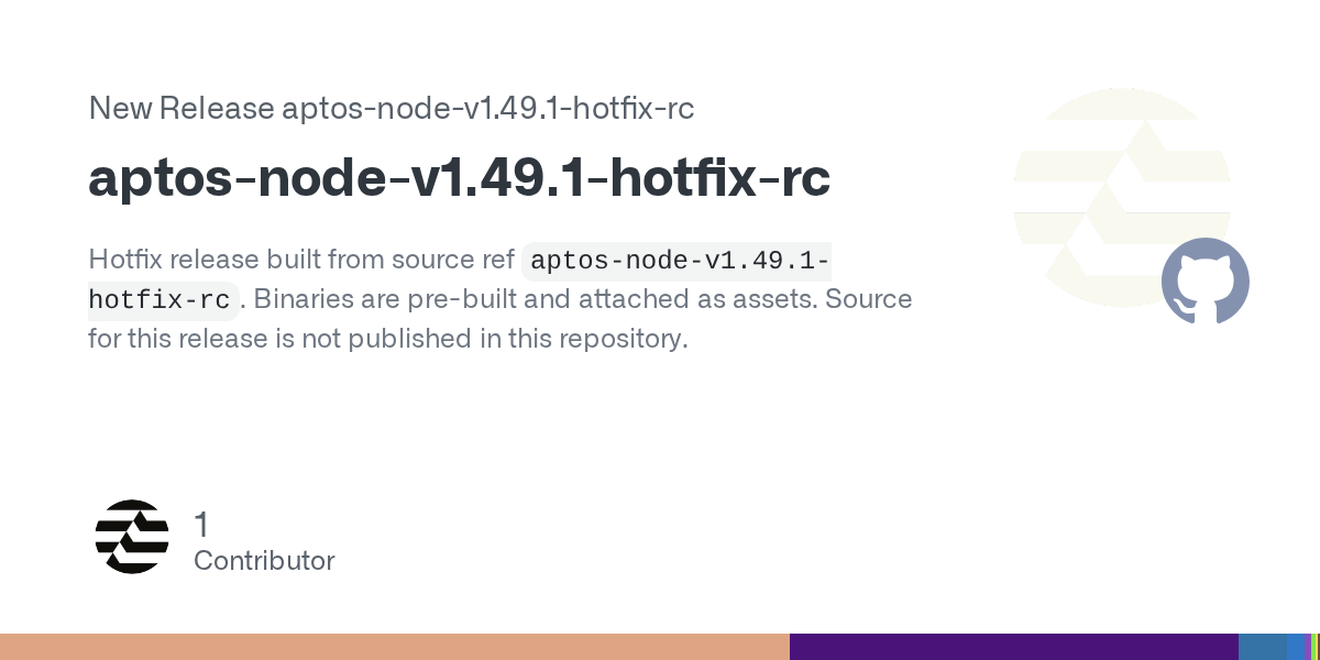 Aptos выпускает патч v1.49.1-hotfix-rc для узлов сети