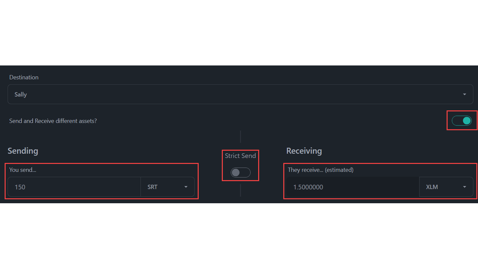 Stellar path payment: sender asset конвертируется через available liquidity в asset получателя